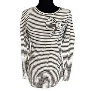 THE LIMITED BLACK AND WHITE STRIPED LONG SLEEVE TOP WITH BOW